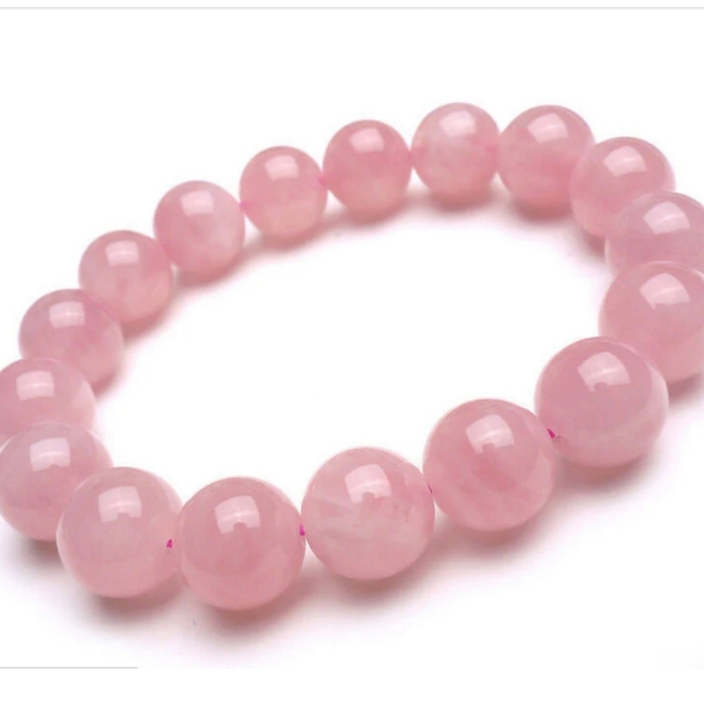 🩷 Rose Quartz Love Gemstone Beaded Bracelet in 10mm Round Beads